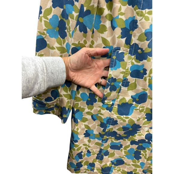 Old Navy Floral Trench Coat - Blue and Green - Picture 5 of 10